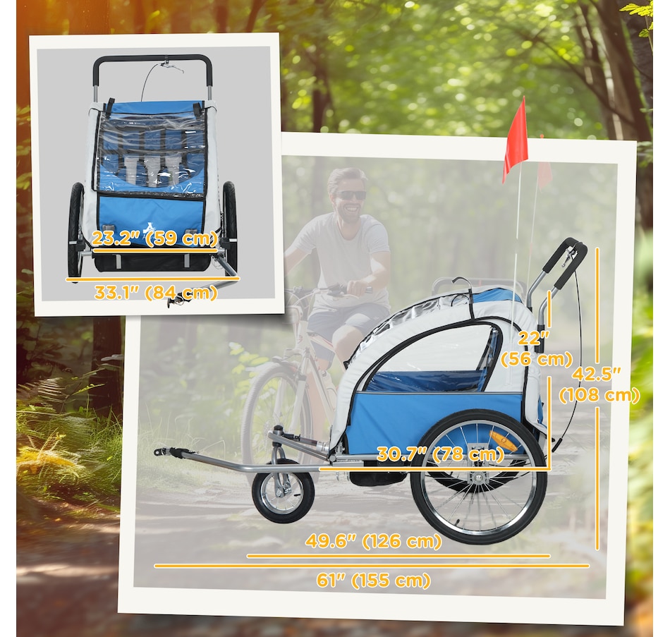 Image 929624_ALTMORE10.jpg, Product 929-624 / Price $236.99, Aosom 2-in-1 Bike Trailer for Kids, Foldable Baby Stroller Carrier, Blue from Aosom on TSC.ca's Toys & Hobbies department