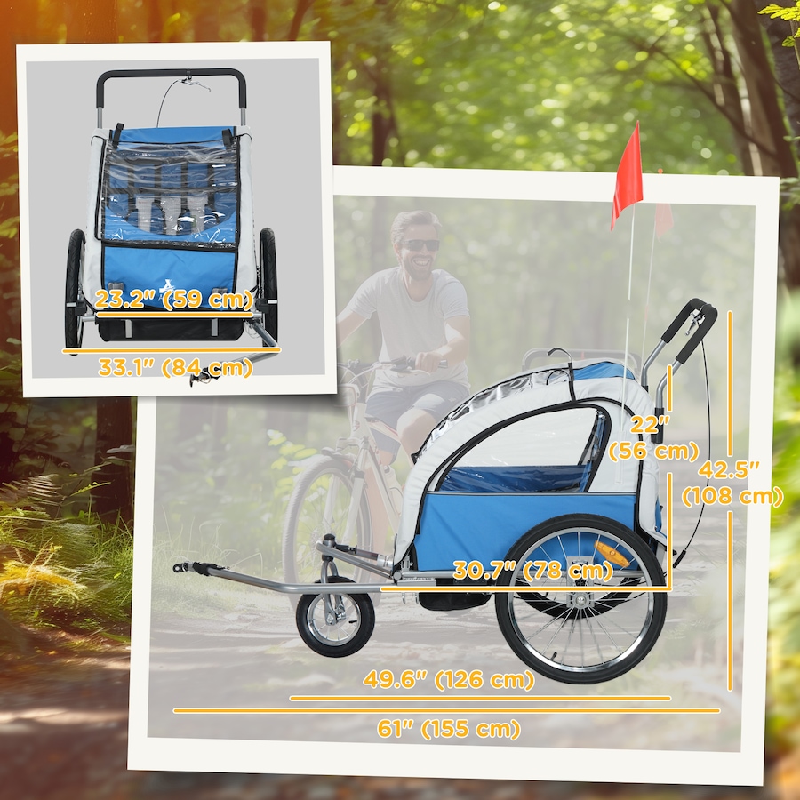 Image 929624_ALTMORE10.jpg, Product 929-624 / Price $216.99, Aosom 2-in-1 Bike Trailer for Kids, Foldable Baby Stroller Carrier, Blue from Aosom on TSC.ca's Toys & Hobbies department