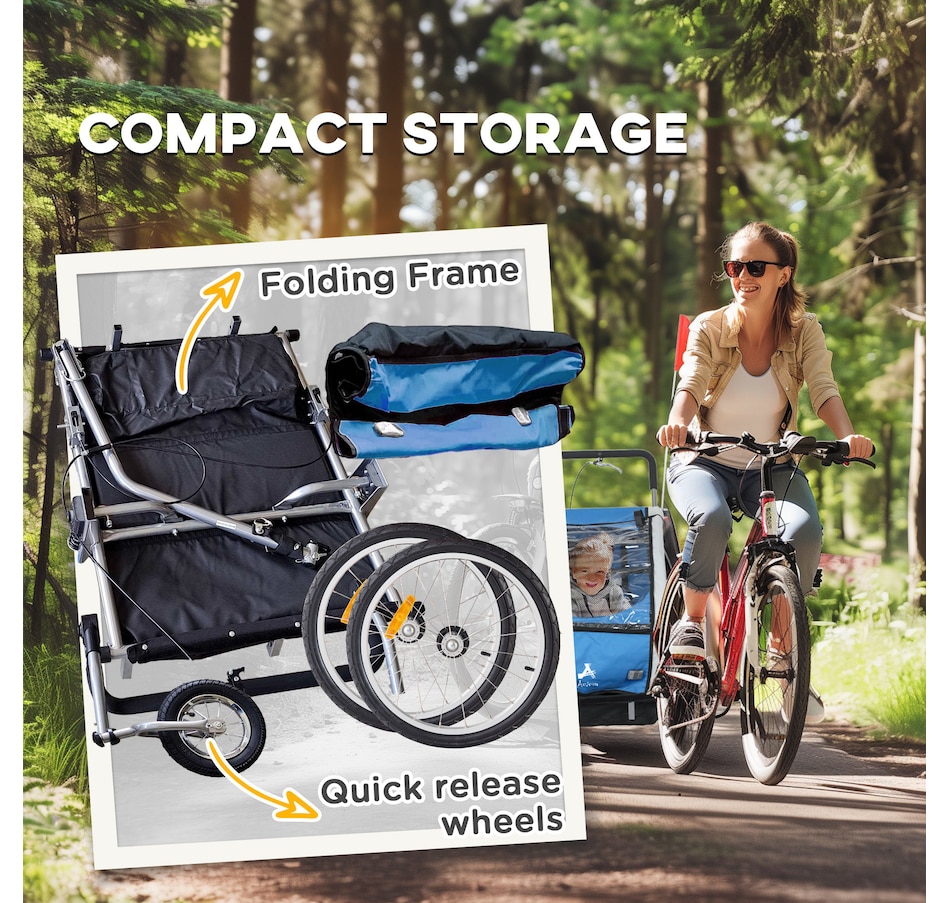 Image 929624_ALTMORE12.jpg, Product 929-624 / Price $236.99, Aosom 2-in-1 Bike Trailer for Kids, Foldable Baby Stroller Carrier, Blue from Aosom on TSC.ca's Toys & Hobbies department