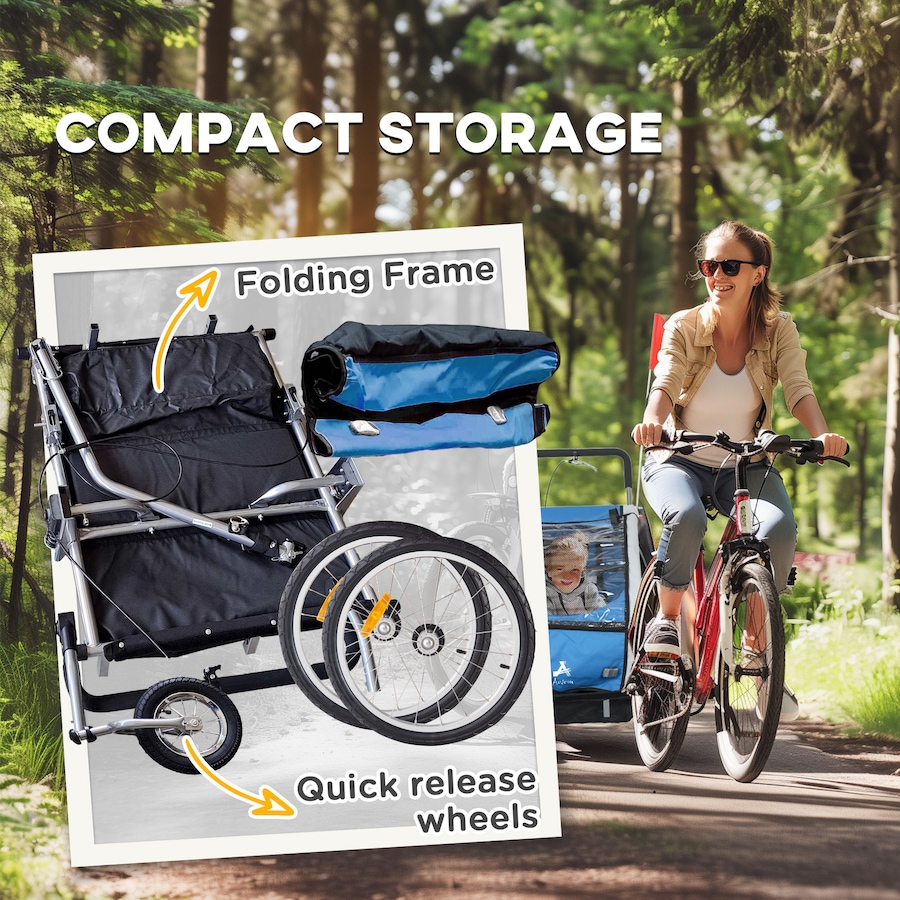 Image 929624_ALTMORE12.jpg, Product 929-624 / Price $216.99, Aosom 2-in-1 Bike Trailer for Kids, Foldable Baby Stroller Carrier, Blue from Aosom on TSC.ca's Toys & Hobbies department