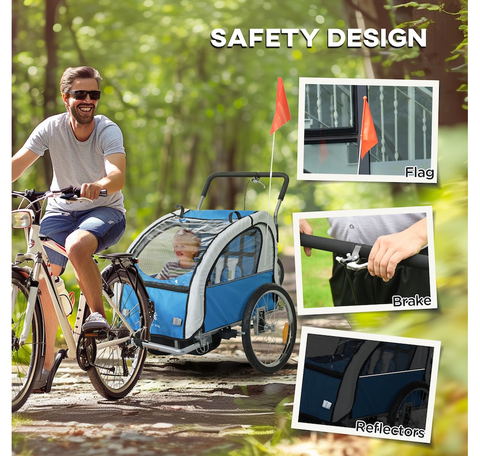 Image 929624_ALTMORE13.jpg, Product 929-624 / Price $236.99, Aosom 2-in-1 Bike Trailer for Kids, Foldable Baby Stroller Carrier, Blue from Aosom on TSC.ca's Toys & Hobbies department