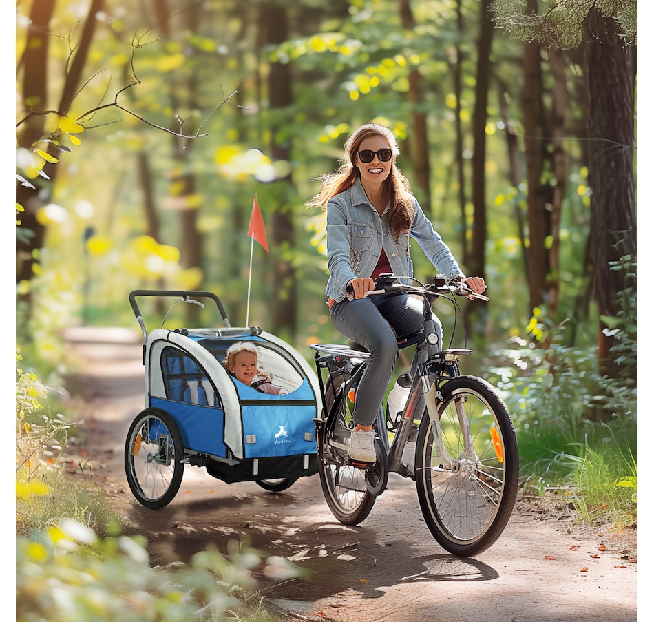 Image 929624_ALTMORE9.jpg, Product 929-624 / Price $236.99, Aosom 2-in-1 Bike Trailer for Kids, Foldable Baby Stroller Carrier, Blue from Aosom on TSC.ca's Toys & Hobbies department