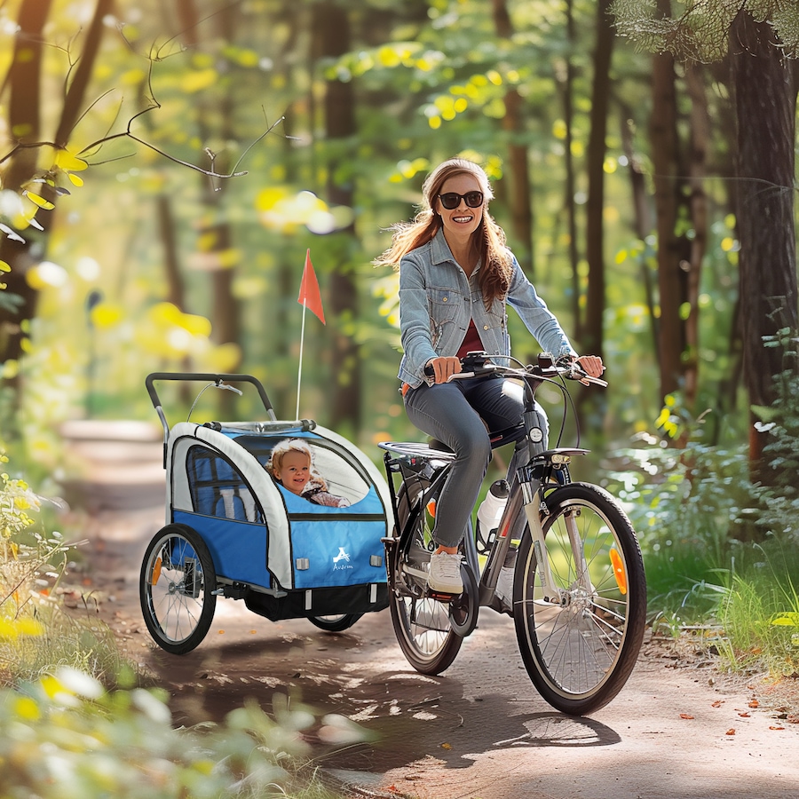 Image 929624_ALTMORE9.jpg, Product 929-624 / Price $216.99, Aosom 2-in-1 Bike Trailer for Kids, Foldable Baby Stroller Carrier, Blue from Aosom on TSC.ca's Toys & Hobbies department