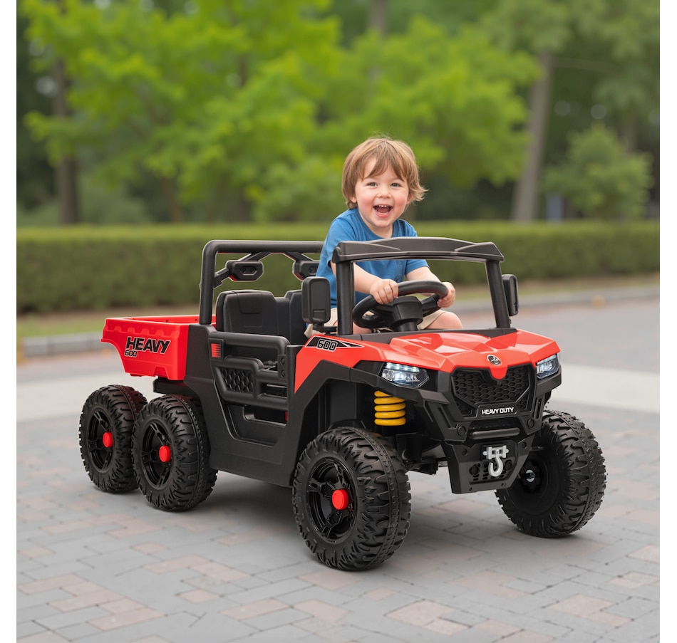 Image 929627_ALTMORE1.jpg, Product 929-627 / Price $329.99, Qaba 24V 4WD Kids Ride On Truck with 6 Wheels and Dump Bed, Red from Qaba on TSC.ca's Toys & Hobbies department