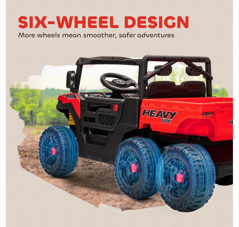 Image 929627_ALTMORE4.jpg, Product 929-627 / Price $329.99, Qaba 24V 4WD Kids Ride On Truck with 6 Wheels and Dump Bed, Red from Qaba on TSC.ca's Toys & Hobbies department