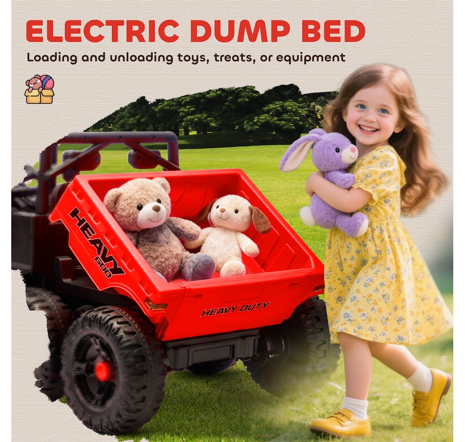Image 929627_ALTMORE5.jpg, Product 929-627 / Price $329.99, Qaba 24V 4WD Kids Ride On Truck with 6 Wheels and Dump Bed, Red from Qaba on TSC.ca's Toys & Hobbies department