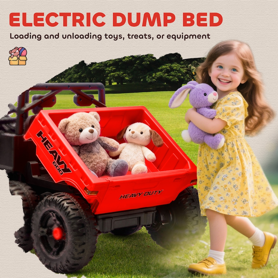 Image 929627_ALTMORE5.jpg, Product 929-627 / Price $359.99, Qaba 24V 4WD Kids Ride On Truck with 6 Wheels and Dump Bed, Red from Qaba on TSC.ca's Toys & Hobbies department