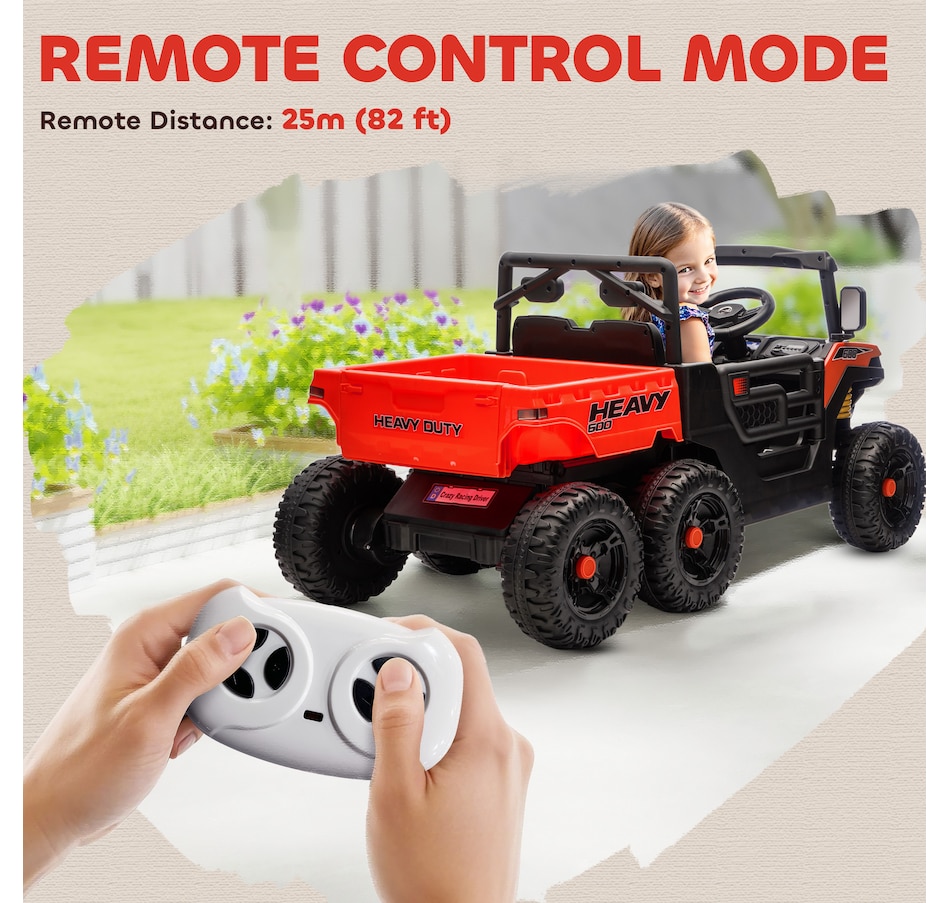 Image 929627_ALTMORE6.jpg, Product 929-627 / Price $329.99, Qaba 24V 4WD Kids Ride On Truck with 6 Wheels and Dump Bed, Red from Qaba on TSC.ca's Toys & Hobbies department
