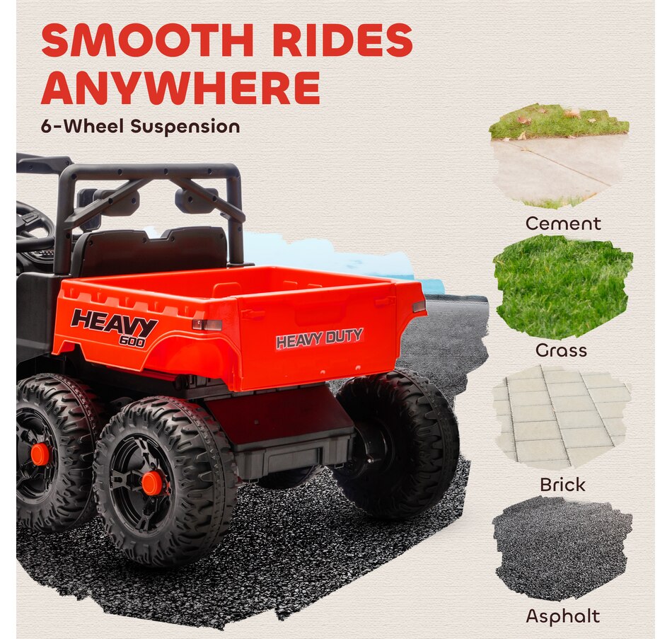 Image 929627_ALTMORE8.jpg, Product 929-627 / Price $329.99, Qaba 24V 4WD Kids Ride On Truck with 6 Wheels and Dump Bed, Red from Qaba on TSC.ca's Toys & Hobbies department