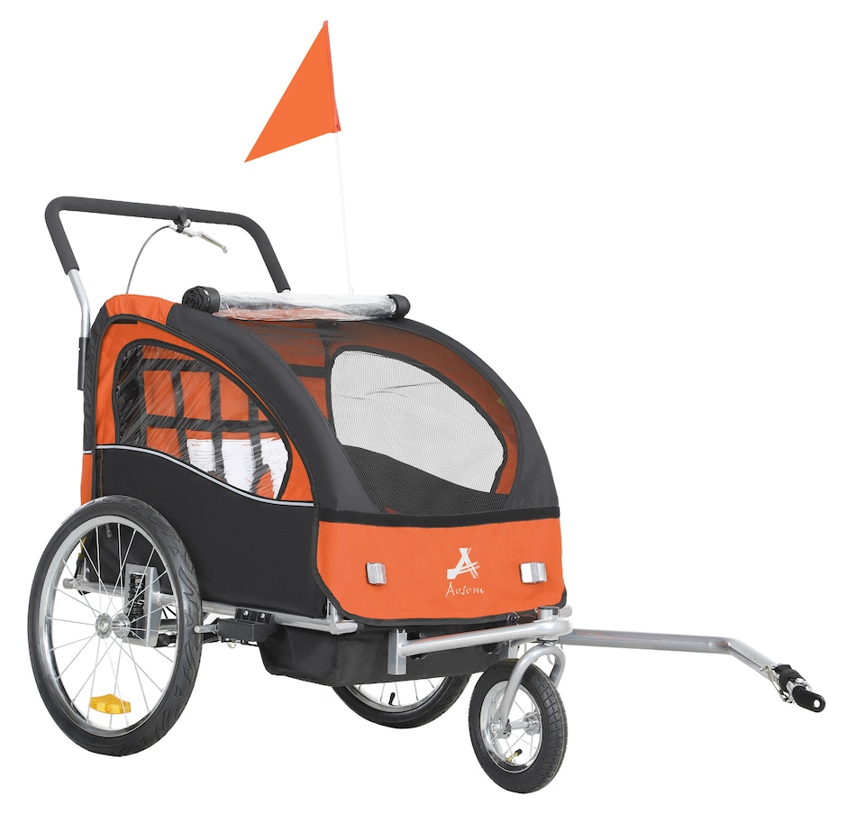 Image 929628.jpg, Product 929-628 / Price $349.99, Aosom 2-in-1 Bike Trailer for Kids, Foldable Baby Stroller Carrier, Orange from Aosom on TSC.ca's Toys & Hobbies department