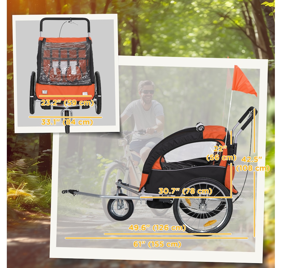 Image 929628_ALTMORE2.jpg, Product 929-628 / Price $349.99, Aosom 2-in-1 Bike Trailer for Kids, Foldable Baby Stroller Carrier, Orange from Aosom on TSC.ca's Toys & Hobbies department