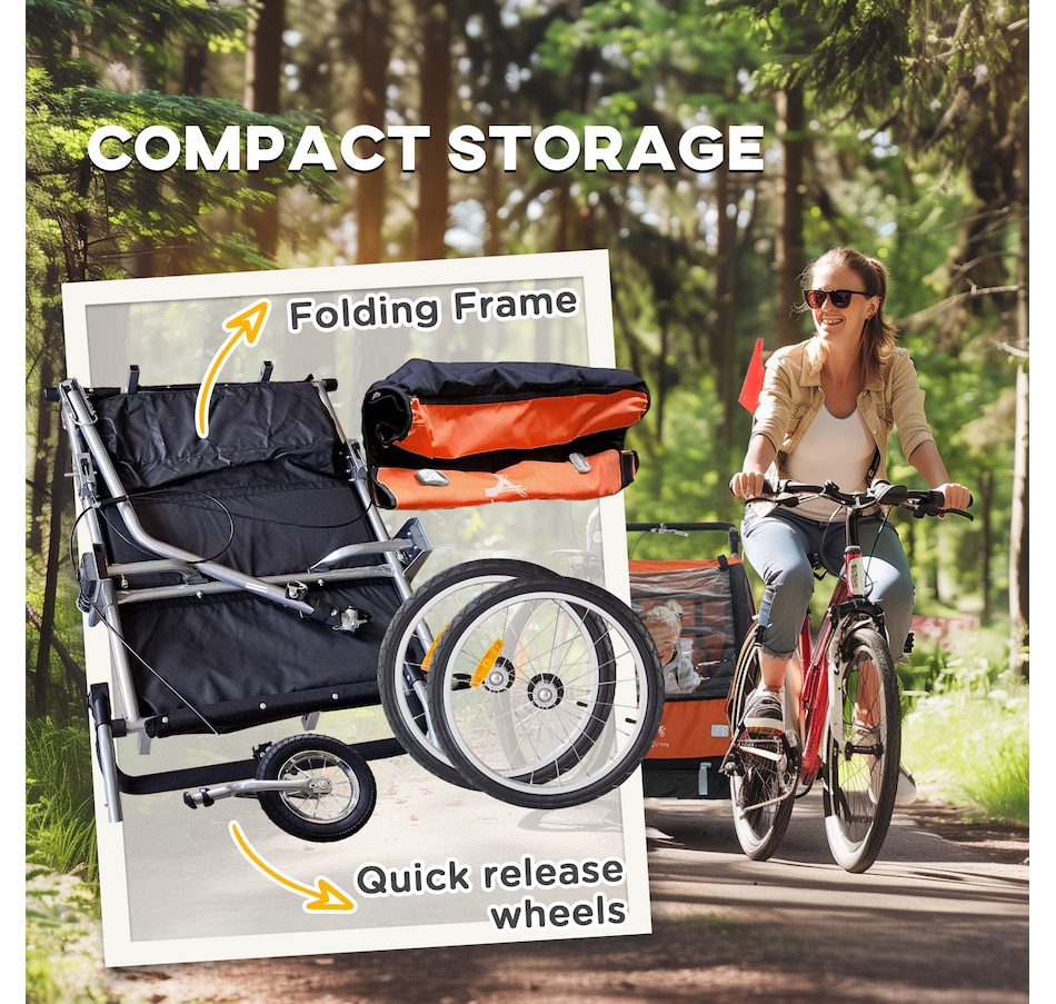 Image 929628_ALTMORE5.jpg, Product 929-628 / Price $349.99, Aosom 2-in-1 Bike Trailer for Kids, Foldable Baby Stroller Carrier, Orange from Aosom on TSC.ca's Toys & Hobbies department