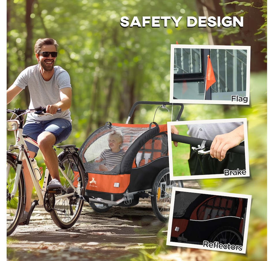 Image 929628_ALTMORE7.jpg, Product 929-628 / Price $349.99, Aosom 2-in-1 Bike Trailer for Kids, Foldable Baby Stroller Carrier, Orange from Aosom on TSC.ca's Toys & Hobbies department