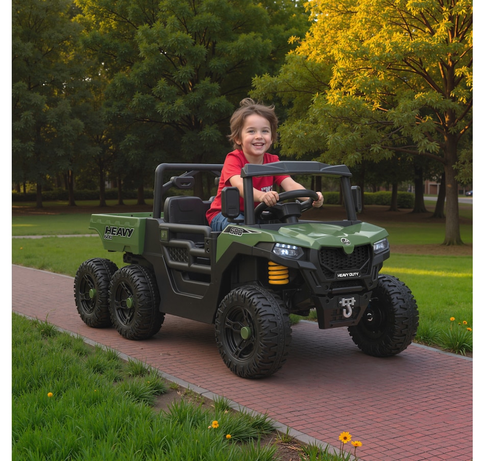 Image 929630_ALTMORE1.jpg, Product 929-630 / Price $289.99, Qaba 24V 4WD Kids Ride On Truck with 6 Wheels and Dump Bed, Green from Qaba on TSC.ca's Toys & Hobbies department