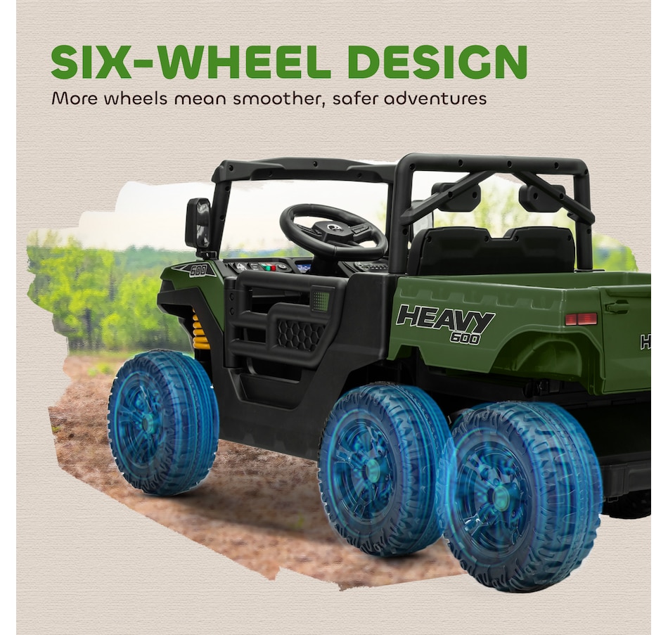 Image 929630_ALTMORE4.jpg, Product 929-630 / Price $289.99, Qaba 24V 4WD Kids Ride On Truck with 6 Wheels and Dump Bed, Green from Qaba on TSC.ca's Toys & Hobbies department