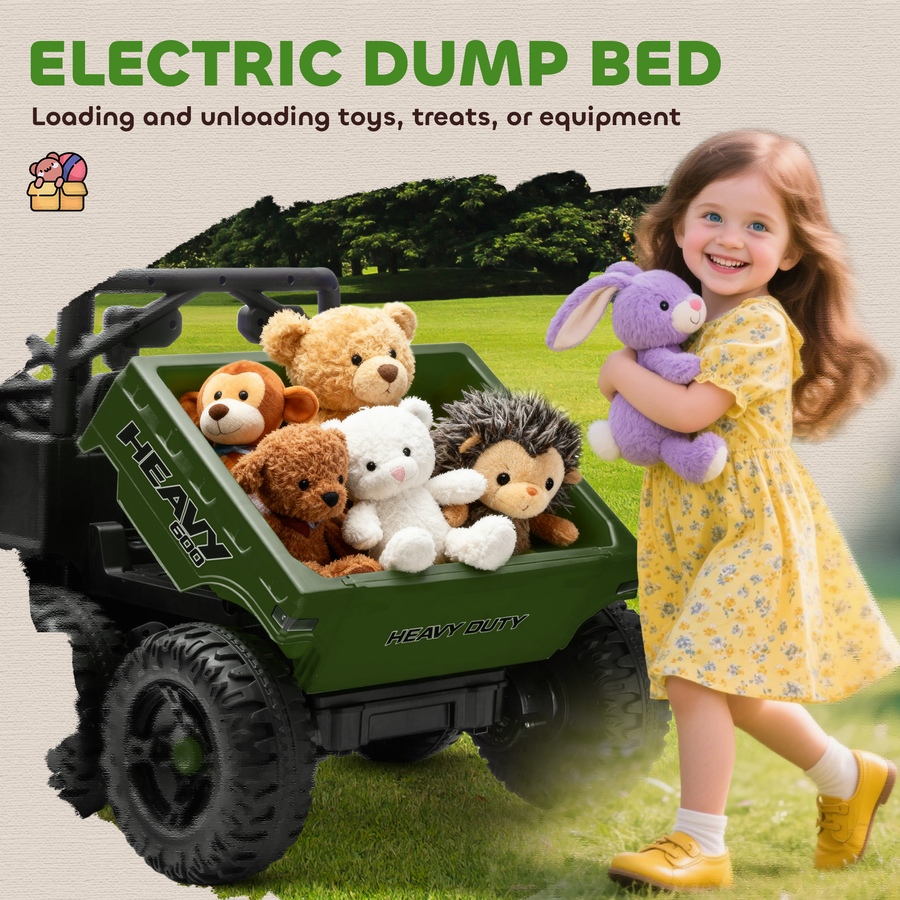 Image 929630_ALTMORE5.jpg, Product 929-630 / Price $339.99, Qaba 24V 4WD Kids Ride On Truck with 6 Wheels and Dump Bed, Green from Qaba on TSC.ca's Toys & Hobbies department