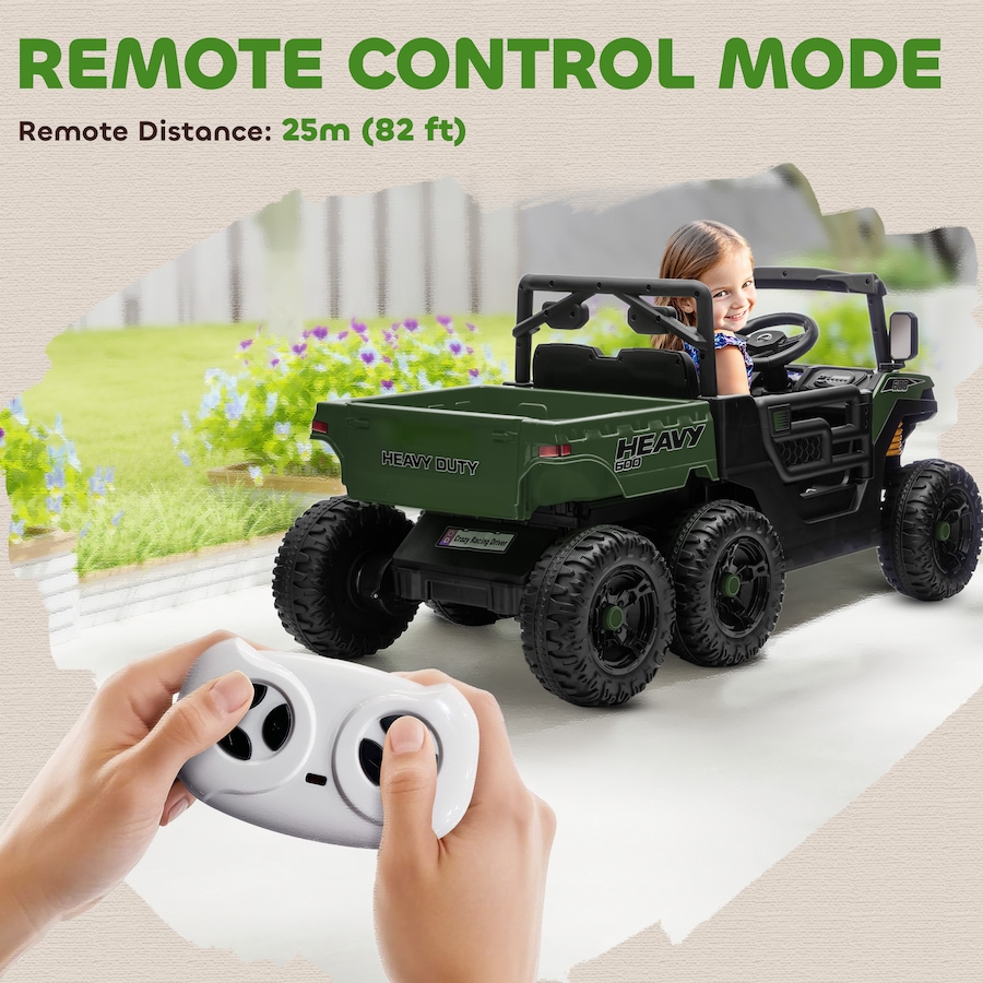 Image 929630_ALTMORE6.jpg, Product 929-630 / Price $339.99, Qaba 24V 4WD Kids Ride On Truck with 6 Wheels and Dump Bed, Green from Qaba on TSC.ca's Toys & Hobbies department