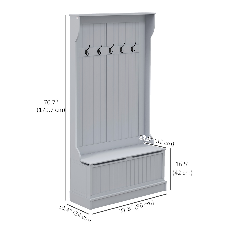 Image 929636_ALTMORE2.jpg, Product 929-636 / Price $179.99, HOMCOM 3-In-1 Hall Tree Storage Bench and Coat Rack with 5 Double Hooks from HOMCOM on TSC.ca's Home & Garden department