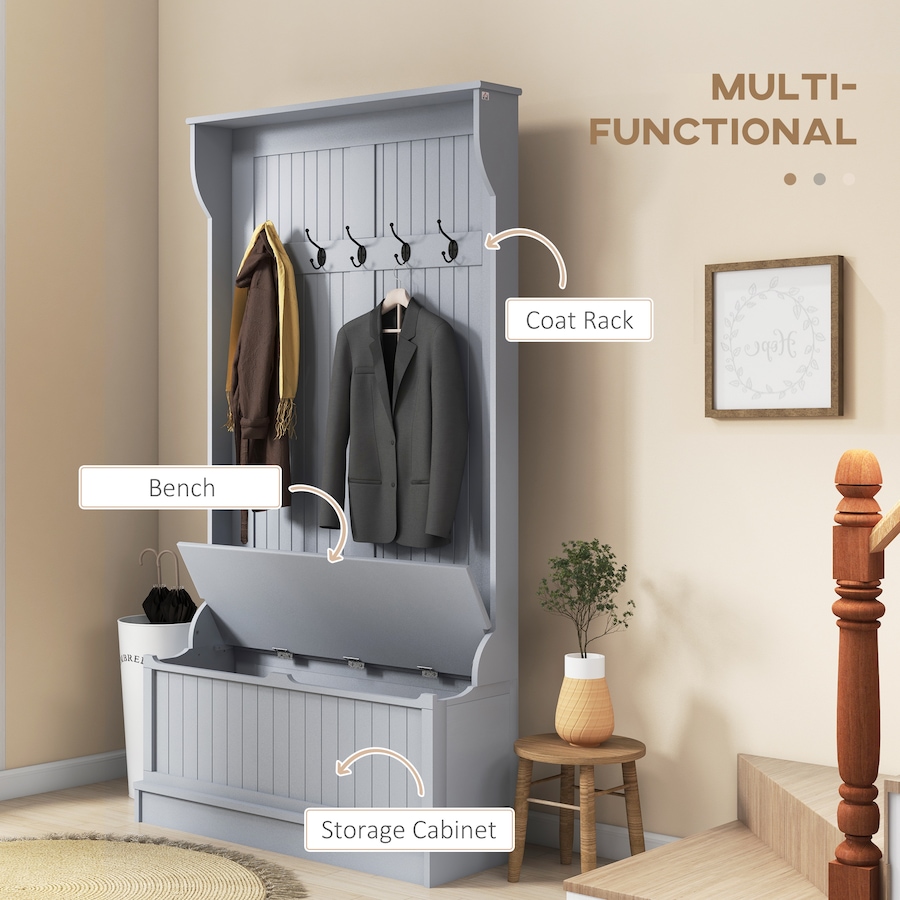 Image 929636_ALTMORE3.jpg, Product 929-636 / Price $179.99, HOMCOM 3-In-1 Hall Tree Storage Bench and Coat Rack with 5 Double Hooks from HOMCOM on TSC.ca's Home & Garden department