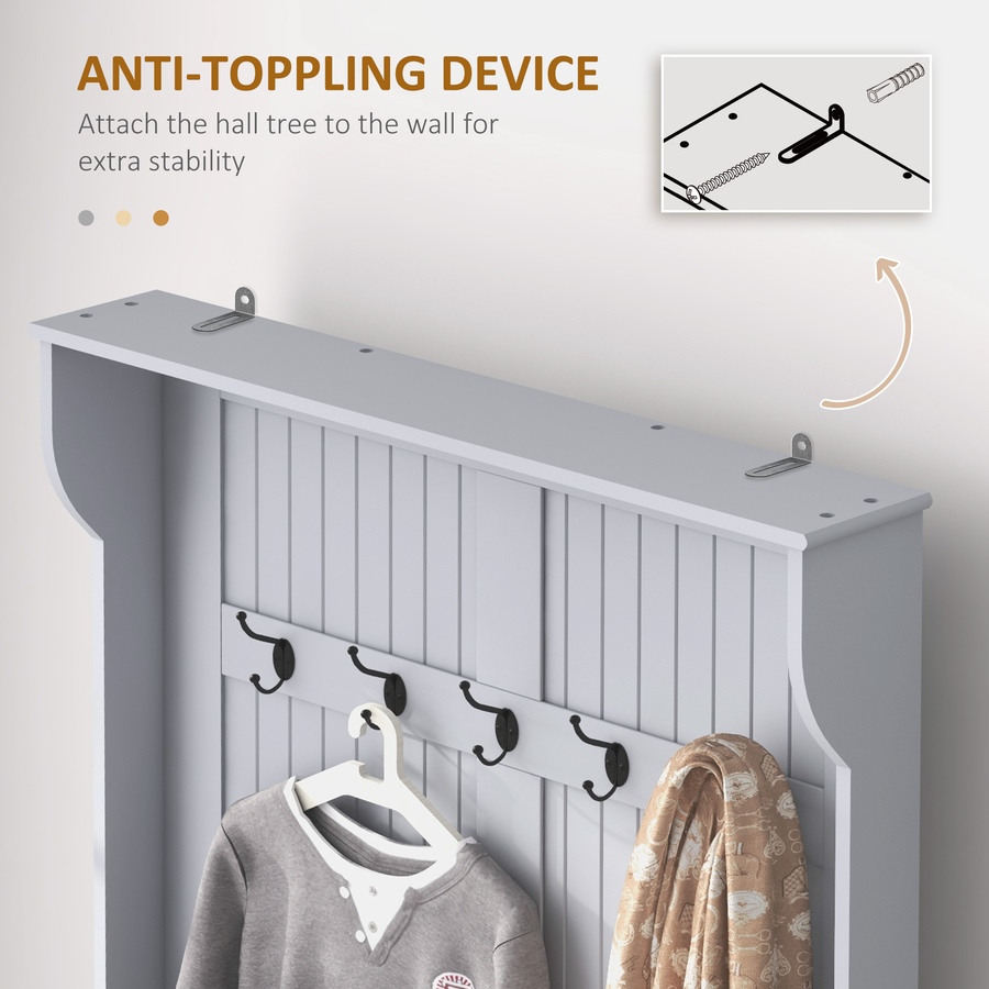 Image 929636_ALTMORE4.jpg, Product 929-636 / Price $179.99, HOMCOM 3-In-1 Hall Tree Storage Bench and Coat Rack with 5 Double Hooks from HOMCOM on TSC.ca's Home & Garden department
