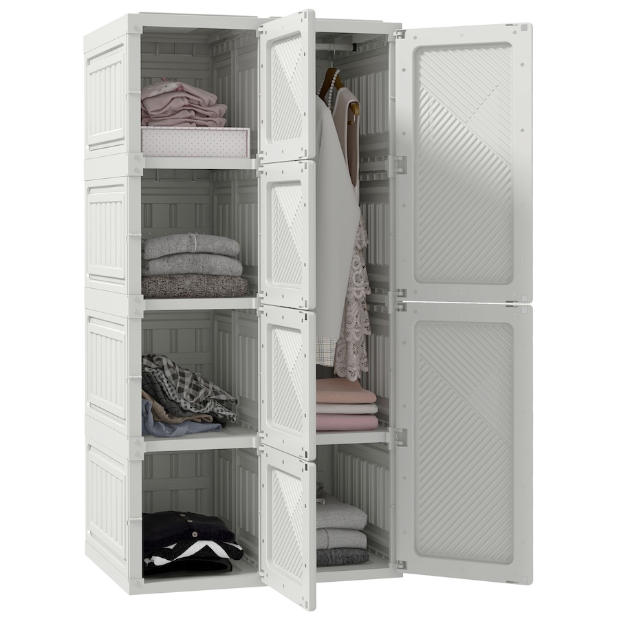 Image 929640.jpg, Product 929-640 / Price $135.99, HOMCOM Portable Wardrobe with Cube Compartments Hanging Rod Doors from HOMCOM on TSC.ca's Home & Garden department