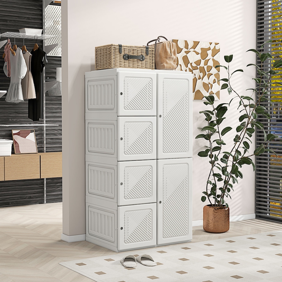 Image 929640_ALTMORE1.jpg, Product 929-640 / Price $135.99, HOMCOM Portable Wardrobe with Cube Compartments Hanging Rod Doors from HOMCOM on TSC.ca's Home & Garden department