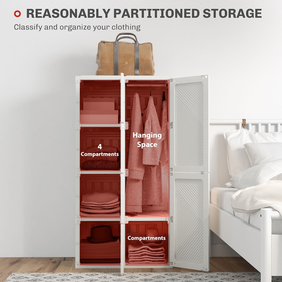 Image 929640_ALTMORE3.jpg, Product 929-640 / Price $135.99, HOMCOM Portable Wardrobe with Cube Compartments Hanging Rod Doors from HOMCOM on TSC.ca's Home & Garden department