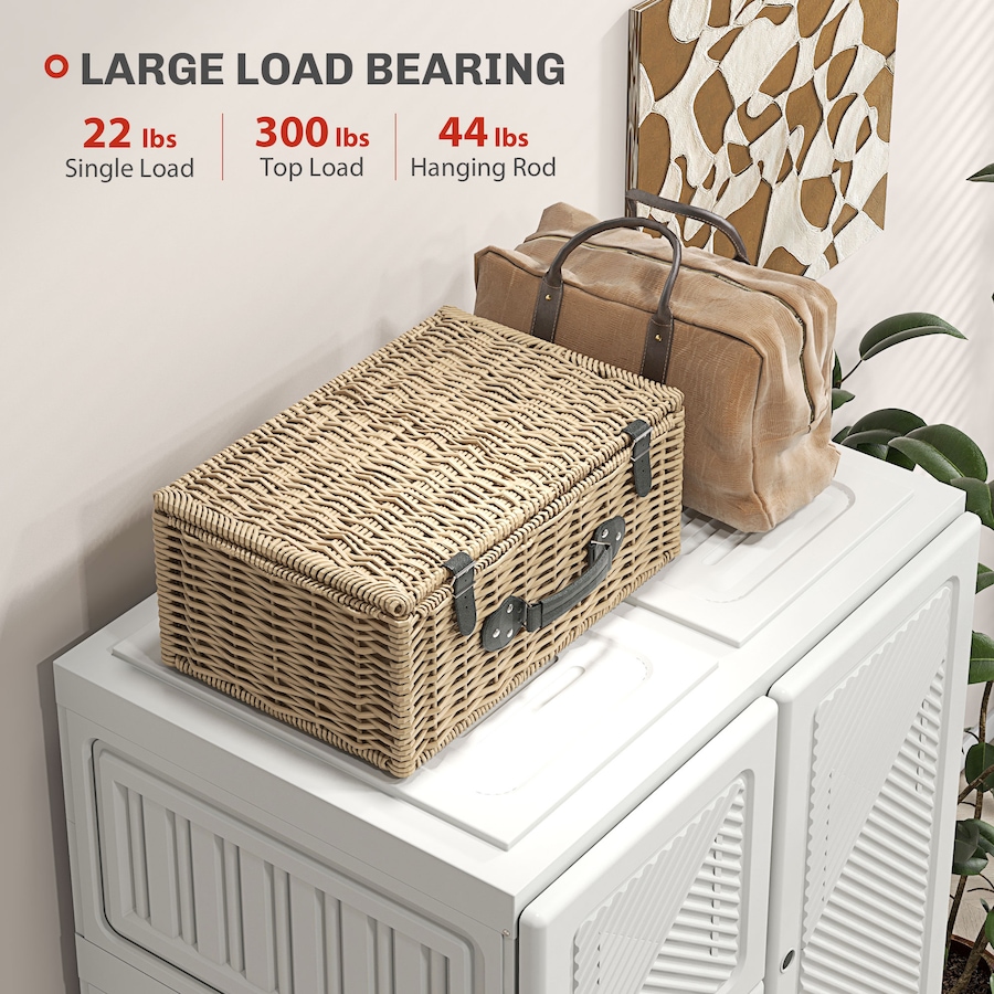 Image 929640_ALTMORE5.jpg, Product 929-640 / Price $135.99, HOMCOM Portable Wardrobe with Cube Compartments Hanging Rod Doors from HOMCOM on TSC.ca's Home & Garden department