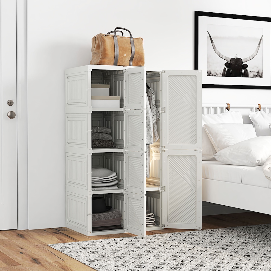 Image 929640_ALTMORE8.jpg, Product 929-640 / Price $135.99, HOMCOM Portable Wardrobe with Cube Compartments Hanging Rod Doors from HOMCOM on TSC.ca's Home & Garden department
