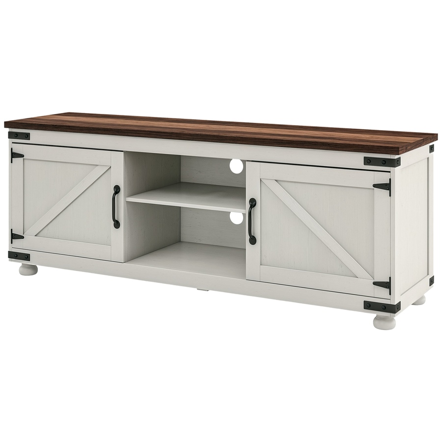 Image 929642.png, Product 929-642 / Price $229.99, HOMCOM Farmhouse TV Stand for up to 65" TV with Barn Doors Distressed White from HOMCOM on TSC.ca's Home & Garden department