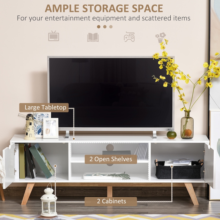 Image 929645_ALTMORE4.jpg, Product 929-645 / Price $174.89, HOMCOM TV Stand Media Entertainment Center Living Room Elegent Style White from HOMCOM on TSC.ca's Home & Garden department