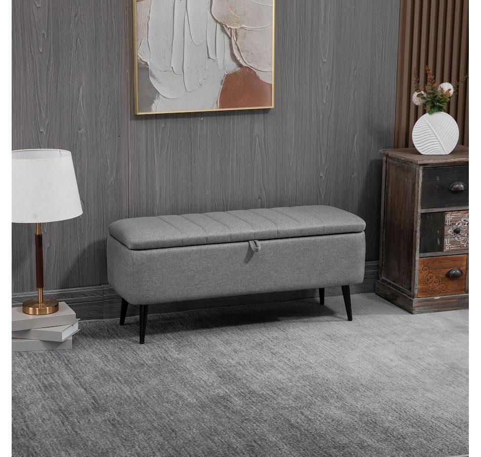 Image 929657_ALTMORE1.jpg, Product 929-657 / Price $134.99 - $144.99, HOMCOM Storage Ottoman Bench, Linen Fabric Footstool from HOMCOM on TSC.ca's Home & Garden department