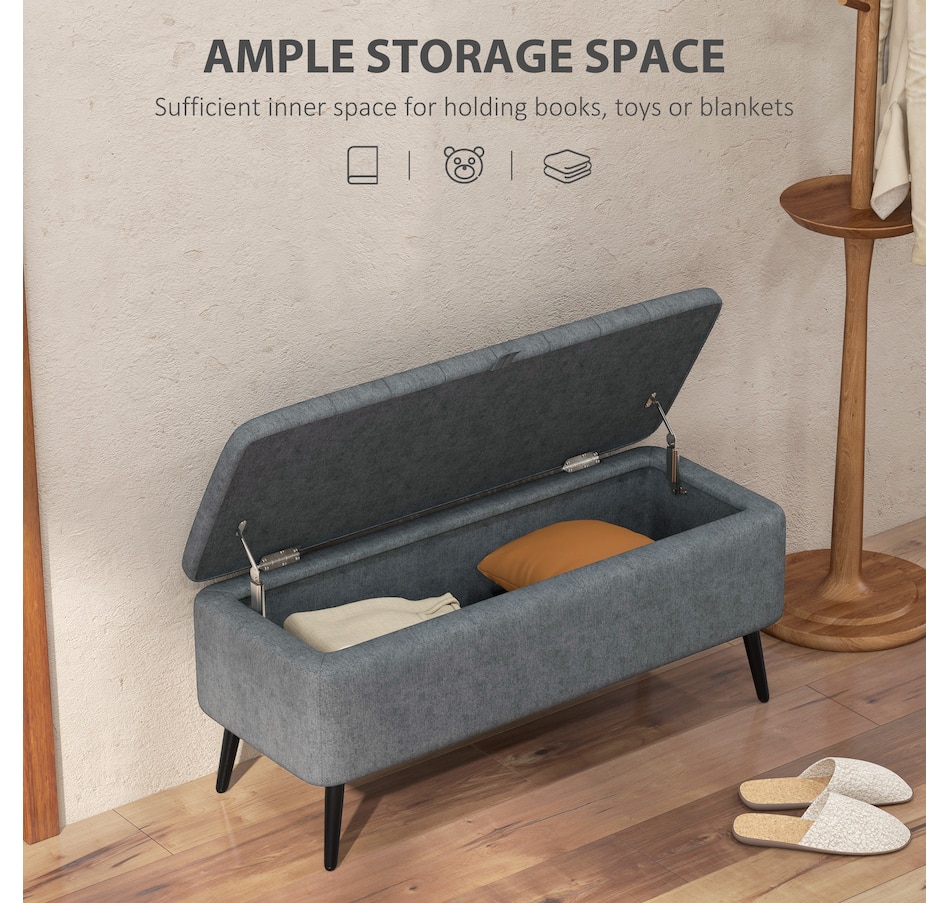 Image 929657_ALTMORE11.jpg, Product 929-657 / Price $134.99 - $144.99, HOMCOM Storage Ottoman Bench, Linen Fabric Footstool from HOMCOM on TSC.ca's Home & Garden department