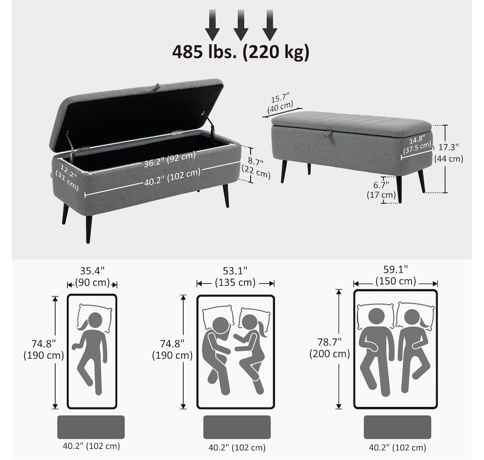 Image 929657_ALTMORE2.jpg, Product 929-657 / Price $134.99 - $144.99, HOMCOM Storage Ottoman Bench, Linen Fabric Footstool from HOMCOM on TSC.ca's Home & Garden department