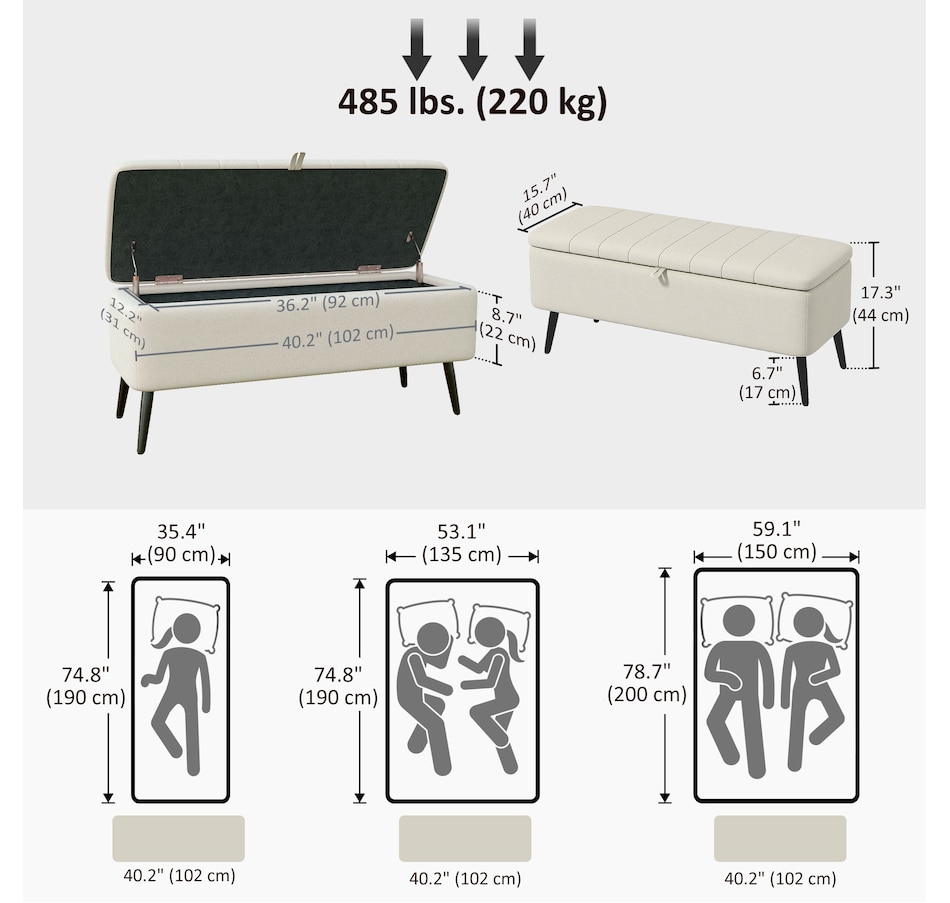 Image 929657_ALTMORE34.jpg, Product 929-657 / Price $134.99 - $144.99, HOMCOM Storage Ottoman Bench, Linen Fabric Footstool from HOMCOM on TSC.ca's Home & Garden department