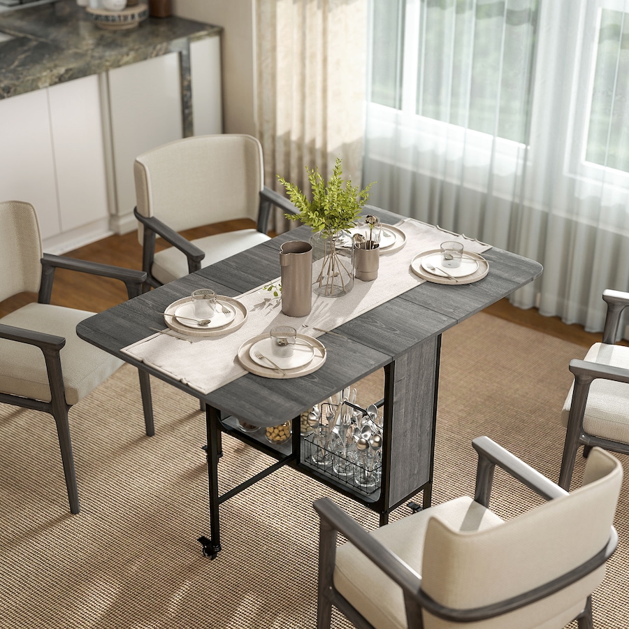 Image 929660_ALTMORE1.jpg, Product 929-660 / Price $149.99 - $159.99, HOMCOM Mobile Folding Table Kitchen Table Extendable Dining Table With Storage from HOMCOM on TSC.ca's Home & Garden department