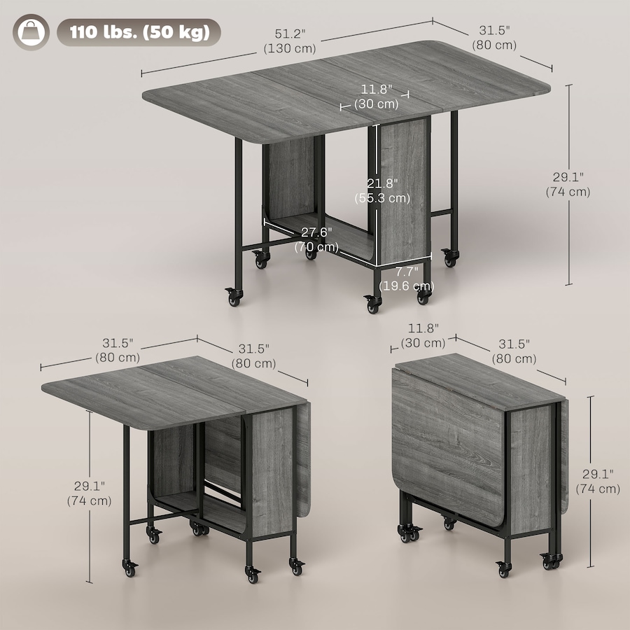 Image 929660_ALTMORE2.jpg, Product 929-660 / Price $149.99 - $159.99, HOMCOM Mobile Folding Table Kitchen Table Extendable Dining Table With Storage from HOMCOM on TSC.ca's Home & Garden department