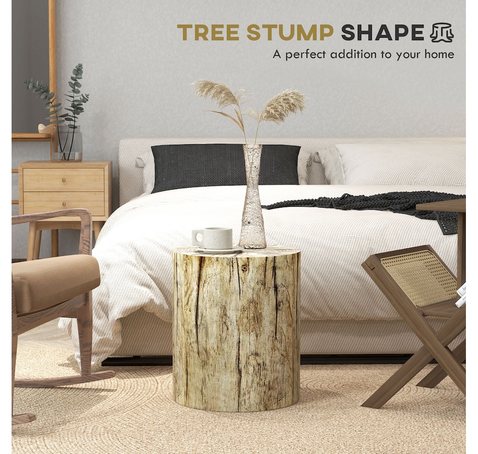 Image 929665_ALTMORE11.jpg, Product 929-665 / Price $109.99 - $112.99, HOMCOM Tree Stump Stool, Concrete Side Table with Wood Grain Finish from HOMCOM on TSC.ca's Home & Garden department