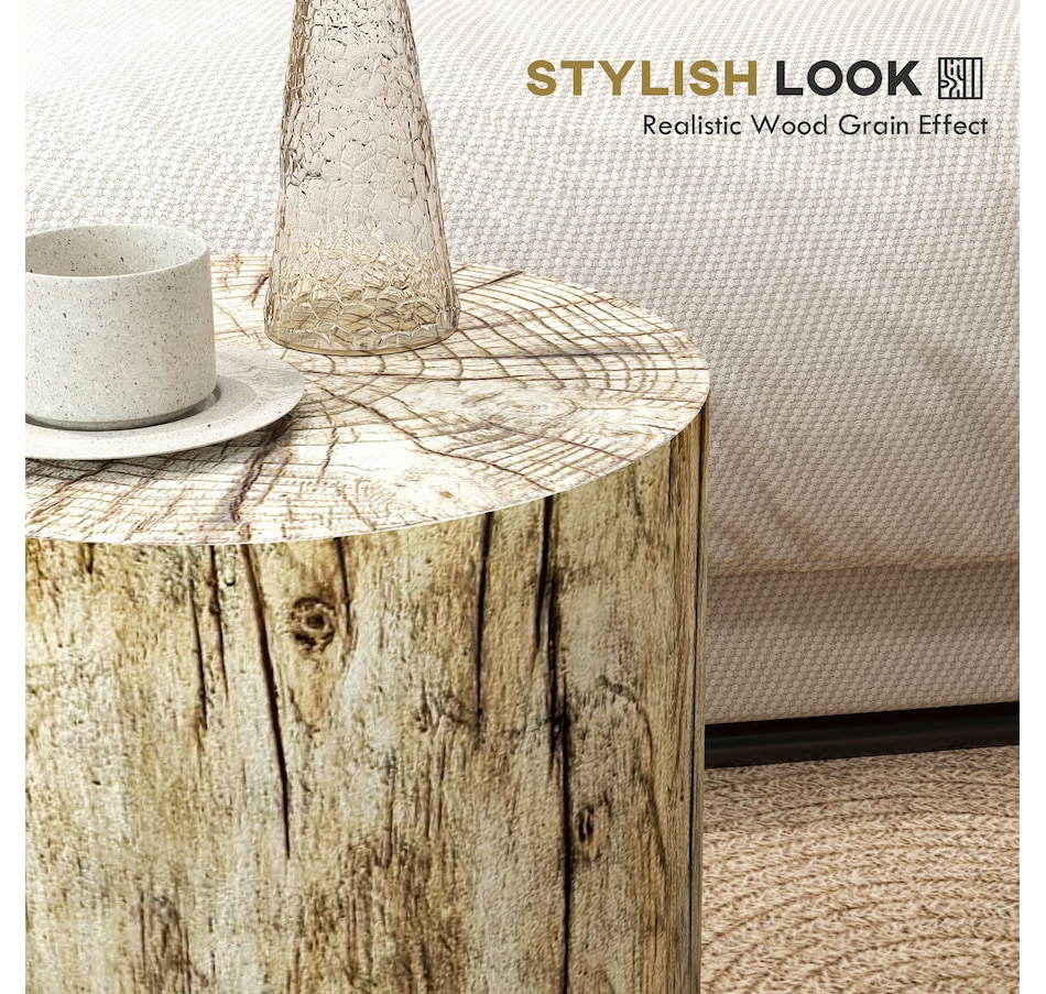 Image 929665_ALTMORE12.jpg, Product 929-665 / Price $109.99 - $112.99, HOMCOM Tree Stump Stool, Concrete Side Table with Wood Grain Finish from HOMCOM on TSC.ca's Home & Garden department