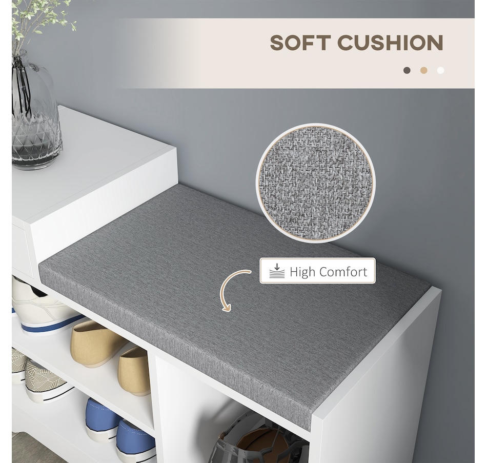 Image 929672_ALTMORE13.jpg, Product 929-672 / Price $90.74 - $99.99, HOMCOM Upholstered Entryway Shoe Bench with Open Shelf from HOMCOM on TSC.ca's Home & Garden department