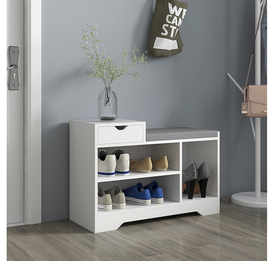 Image 929672_ALTMORE14.jpg, Product 929-672 / Price $90.74 - $99.99, HOMCOM Upholstered Entryway Shoe Bench with Open Shelf from HOMCOM on TSC.ca's Home & Garden department