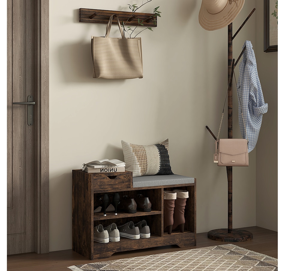 Image 929672_ALTMORE17.jpg, Product 929-672 / Price $90.74 - $99.99, HOMCOM Upholstered Entryway Shoe Bench with Open Shelf from HOMCOM on TSC.ca's Home & Garden department