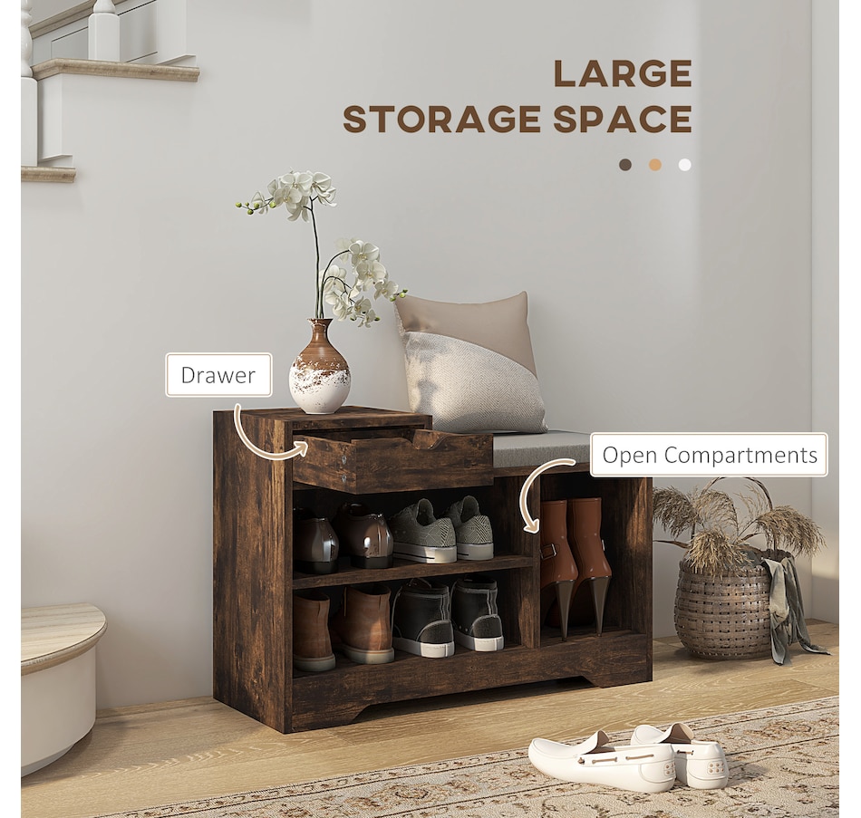 Image 929672_ALTMORE19.jpg, Product 929-672 / Price $90.74 - $99.99, HOMCOM Upholstered Entryway Shoe Bench with Open Shelf from HOMCOM on TSC.ca's Home & Garden department