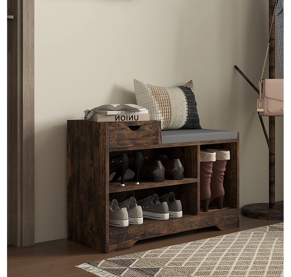 Image 929672_ALTMORE22.jpg, Product 929-672 / Price $90.74 - $99.99, HOMCOM Upholstered Entryway Shoe Bench with Open Shelf from HOMCOM on TSC.ca's Home & Garden department
