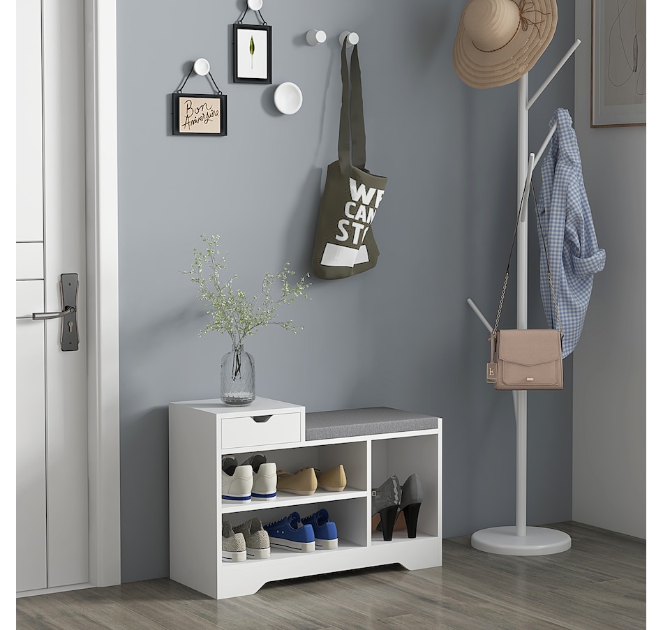 Image 929672_ALTMORE9.jpg, Product 929-672 / Price $90.74 - $99.99, HOMCOM Upholstered Entryway Shoe Bench with Open Shelf from HOMCOM on TSC.ca's Home & Garden department