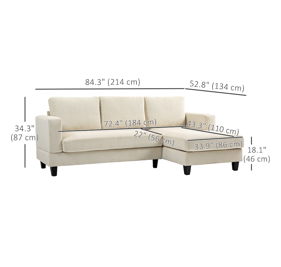 Image 929673_ALTMORE2.jpg, Product 929-673 / Price $549.99, HOMCOM L Shape Sofa with Chaise Lounge Fabric 3 Seater Corner Sofa from HOMCOM on TSC.ca's Home & Garden department