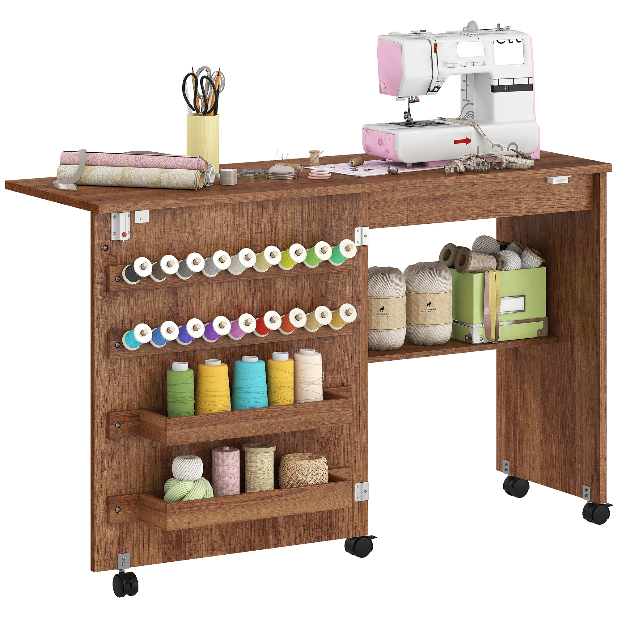 HOMCOM Folding Sewing Table, Rolling Craft Table with Storage - TSC.ca