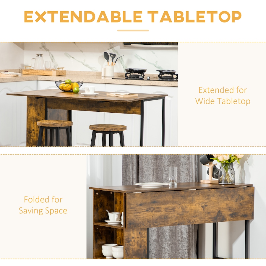 Image 929684_ALTMORE3.jpg, Product 929-684 / Price $149.99 - $154.99, HOMCOM Extendable Bar Table with Storage Foldable Counter Height Table from HOMCOM on TSC.ca's Home & Garden department