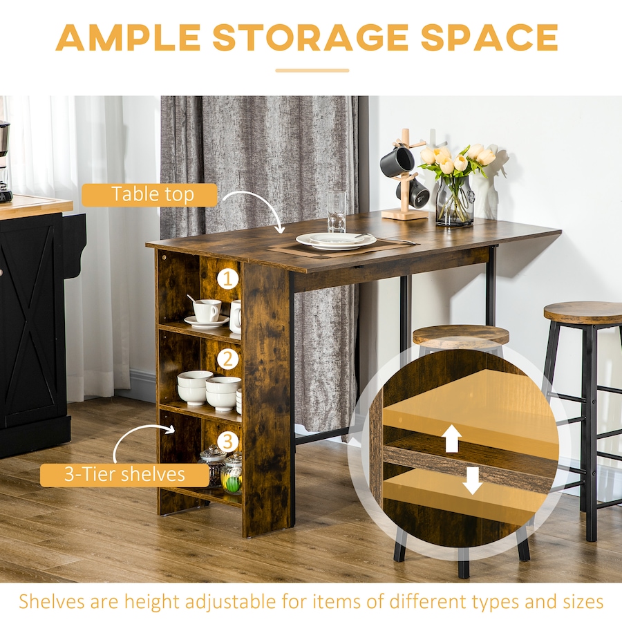 Image 929684_ALTMORE4.jpg, Product 929-684 / Price $149.99 - $154.99, HOMCOM Extendable Bar Table with Storage Foldable Counter Height Table from HOMCOM on TSC.ca's Home & Garden department