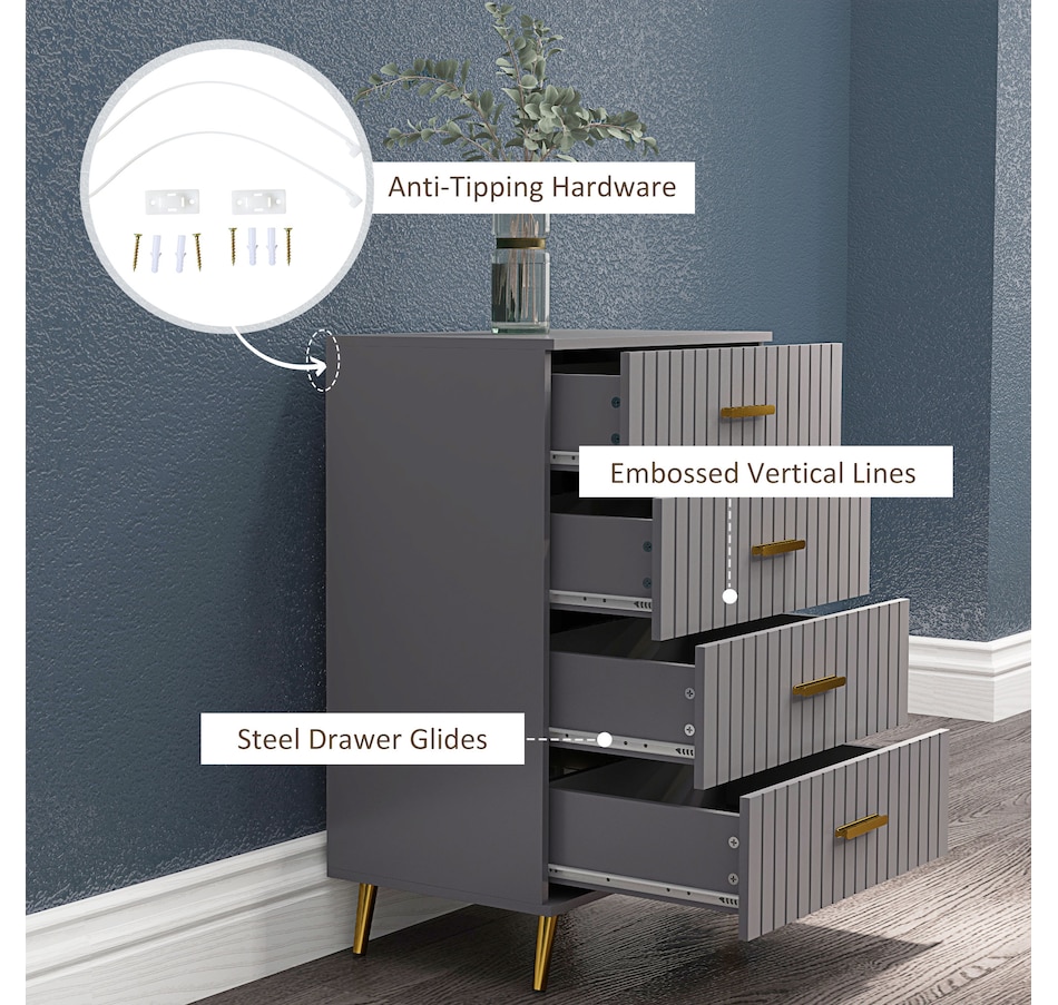 Image 929686_ALTMORE19.jpg, Product 929-686 / Price $99.99 - $149.99, HOMCOM Bedroom Chest of Drawers, Drawer Dresser with Aluminium Legs from HOMCOM on TSC.ca's Home & Garden department